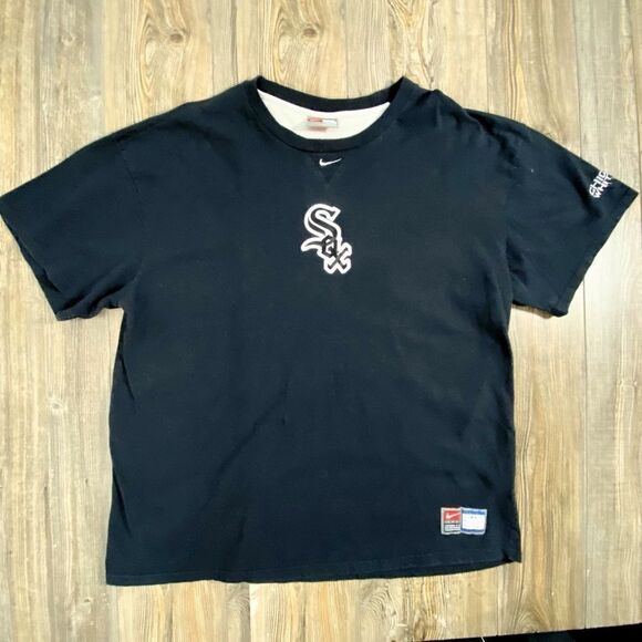 Vintage Nike Chicago White Sox Shirt Mens XXL Black Center Swoosh Y2K Big Logo - Picture 1 of 9
